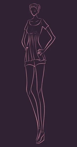 Chica de estilo de boceto — Vector de stock