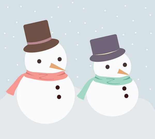Deux bonhommes de neige — Image vectorielle