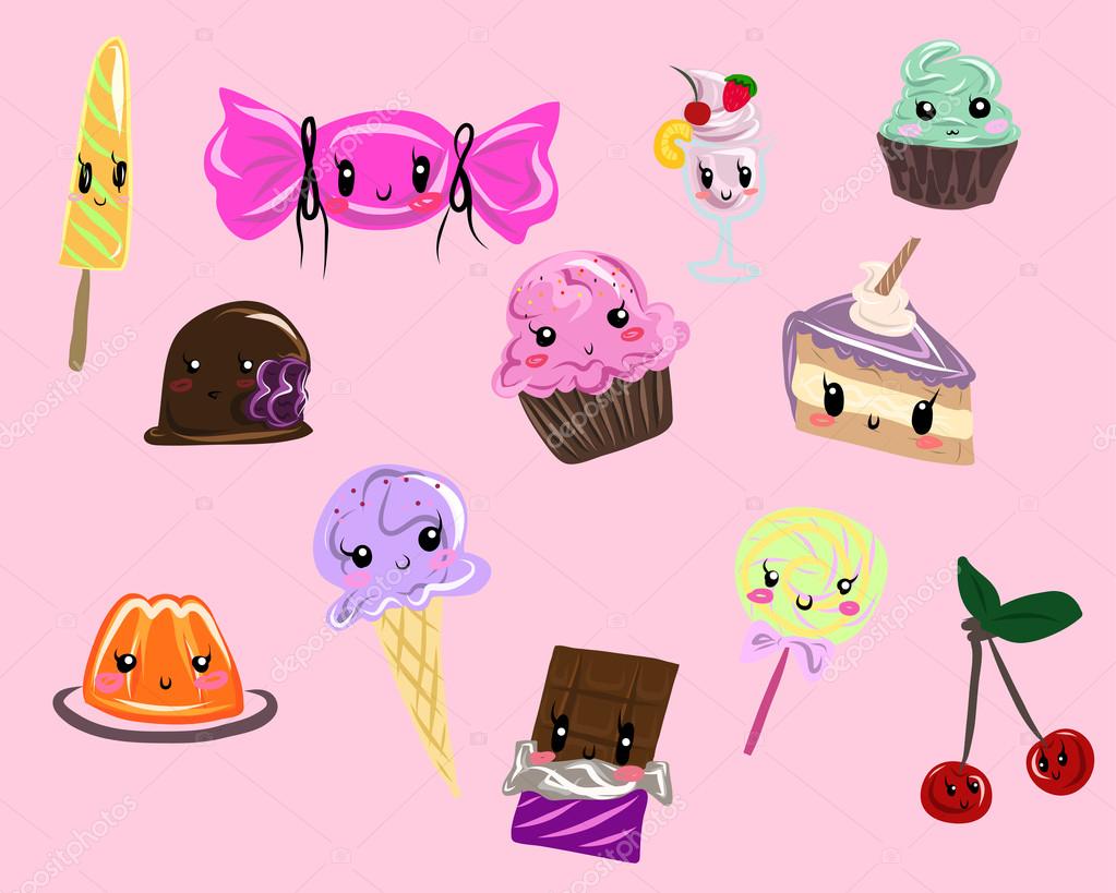 ensemble de bonbons kawaii — Image vectorielle midori © 20722627