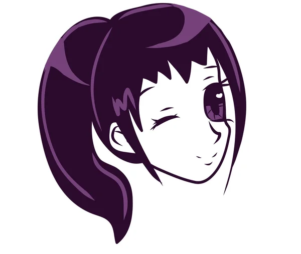 Linda chica de anime guiño — Vector de stock