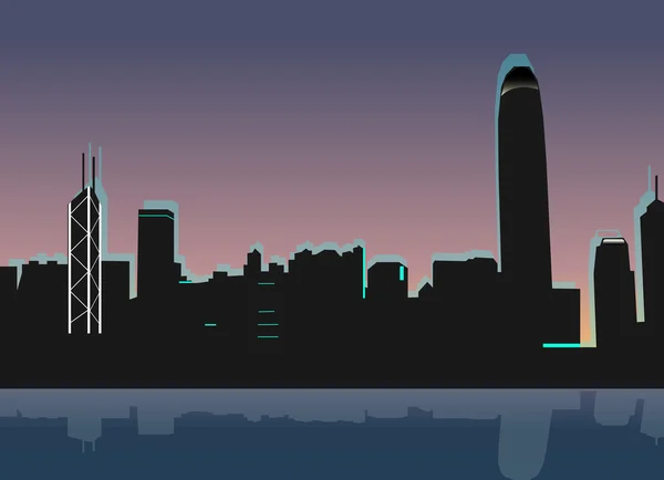 Coucher de soleil Hongkong skyline — Image vectorielle