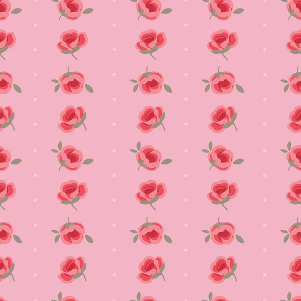 Elegant schattig verticaal gestreept rozenpatroon met stippen op roze — Stockvector