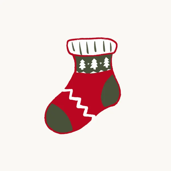 Isolato disegnato a mano Natale icona calza scandinava — Vettoriale Stock