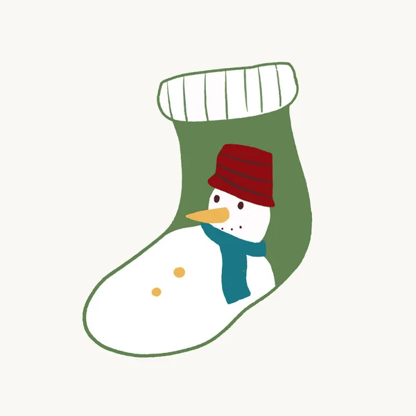 Isolato mano disegnato Natale calza icona — Vettoriale Stock