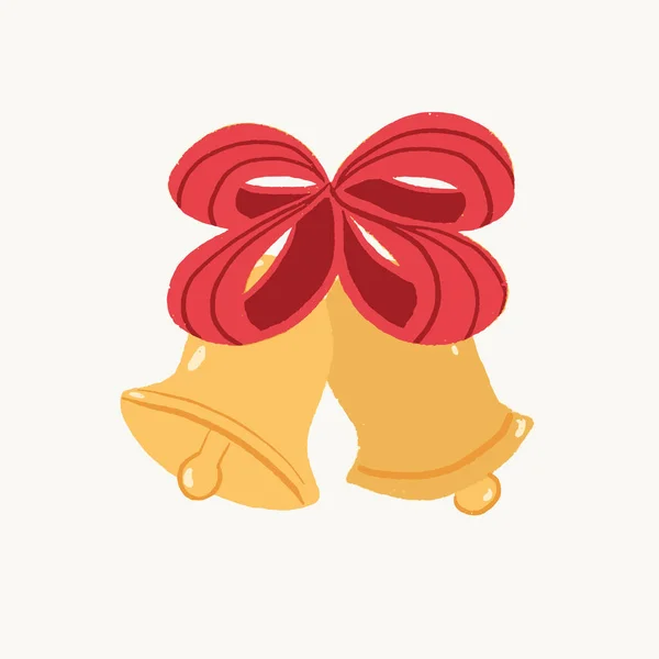 Isolé dessiné à la main Noël double icône de cloche — Image vectorielle