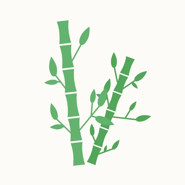Geïsoleerde platte eenvoudige groene bamboe element silhouet — Stockvector