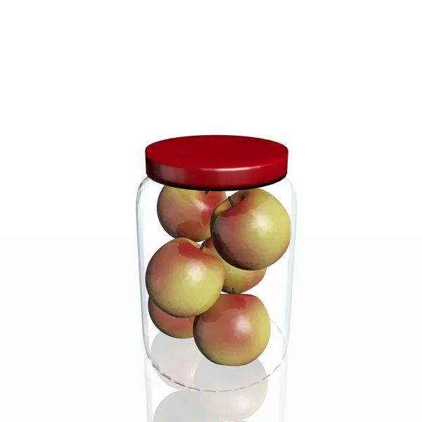 Tarro de vidrio con manzanas Imagen De Stock