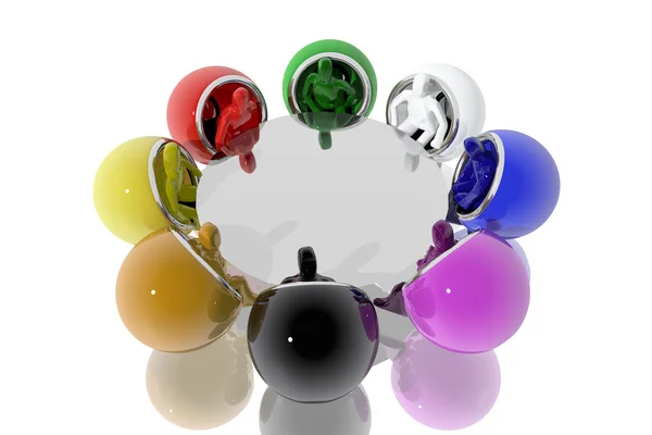 Toplantı, çeşitli renklerde şekiller