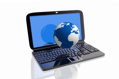 laptop ve dünya Küre