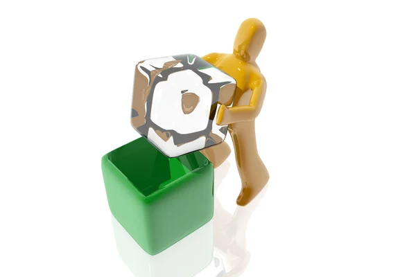 Figure fitting a cube in a box — Stock Photo, Image