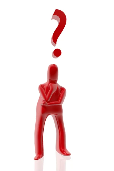 Red figure with question icon — Stock Photo, Image