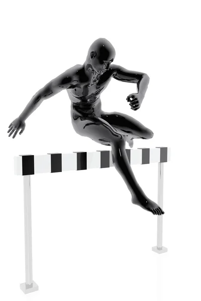 Athlete jumping an obstacle — Stock Photo, Image