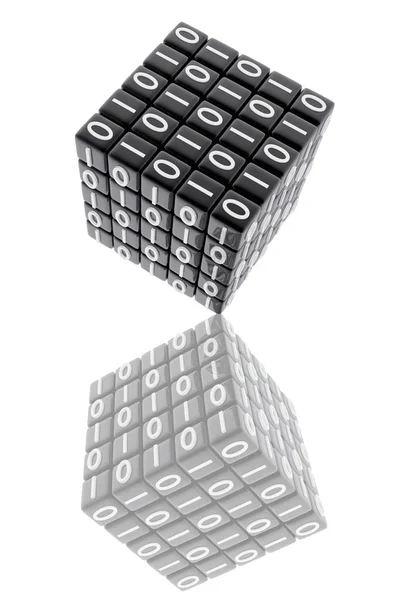 One cube with binary numbers — Stock Photo, Image