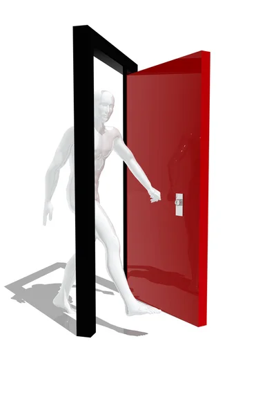 Pessoa que atravessa uma porta — Fotografia de Stock