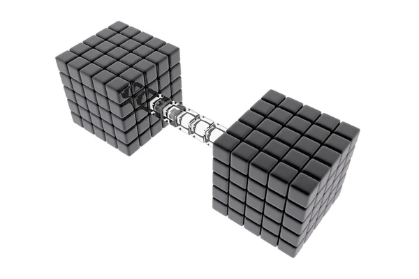 Cubos negros conectados por cubos transparentes — Foto de Stock