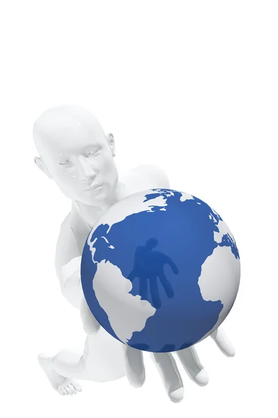 Person offering earth globe — Stock Photo, Image