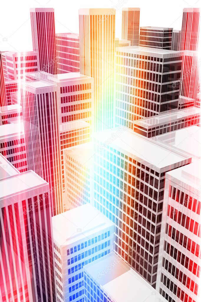 Illuminated office buildings in the city