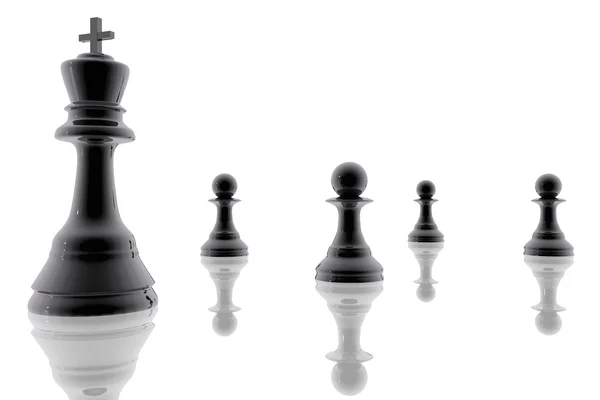 Rei de xadrez e peões — Fotografia de Stock