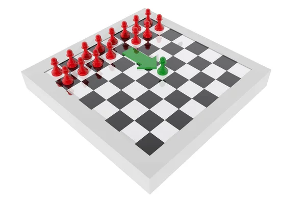 Pěšec postupující na šachovnici. — Stock fotografie