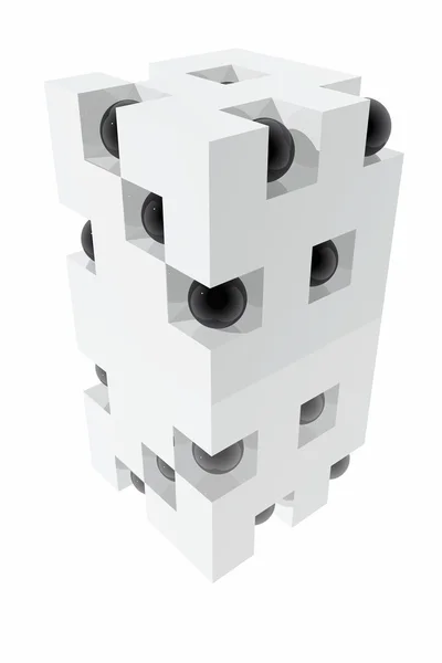 Abstract composition with blocks and spheres — Stock Photo, Image
