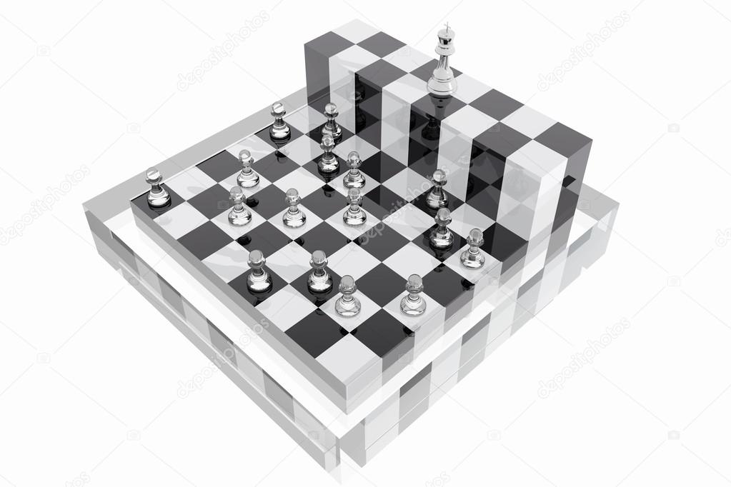 King and several pawns on chessboard.