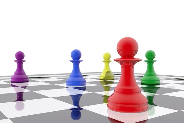 Satranç piyon farklı renklerde