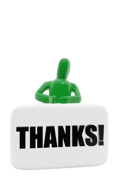 Figura verde com símbolo de agradecimento — Fotografia de Stock
