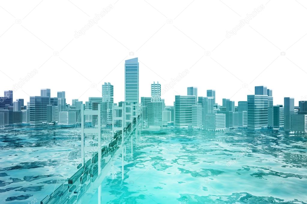 Bridge over the sea to the city