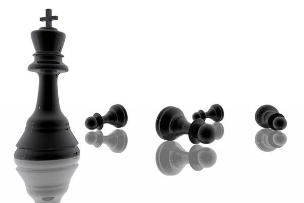 Chess king victory over the pawns — Stock Photo, Image