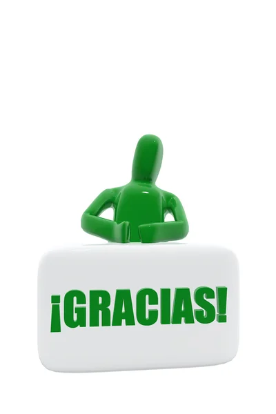 Green figure with gracias symbol — Stock Photo, Image