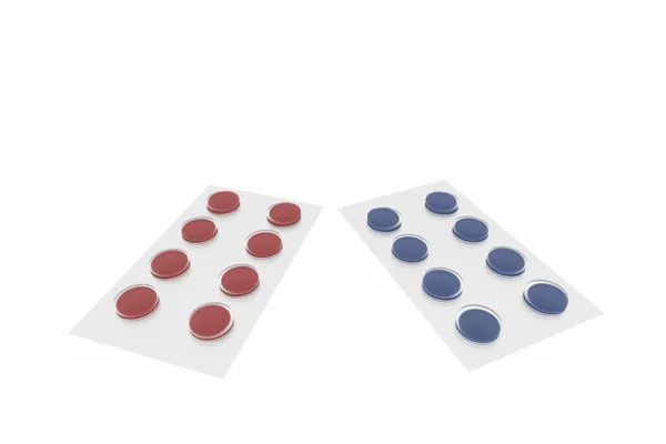 Red and blue pill blisters — Stock Photo, Image