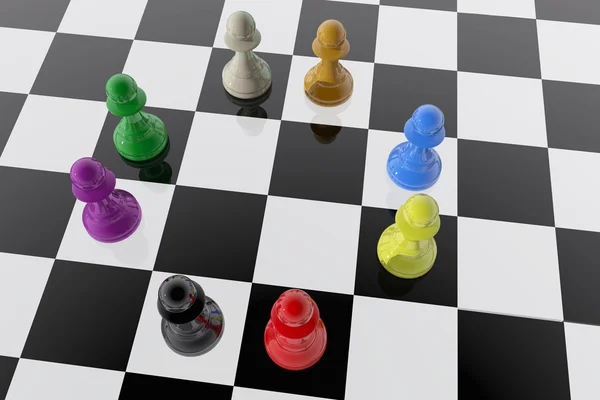 Chess pawns of different colors — Stock Photo, Image