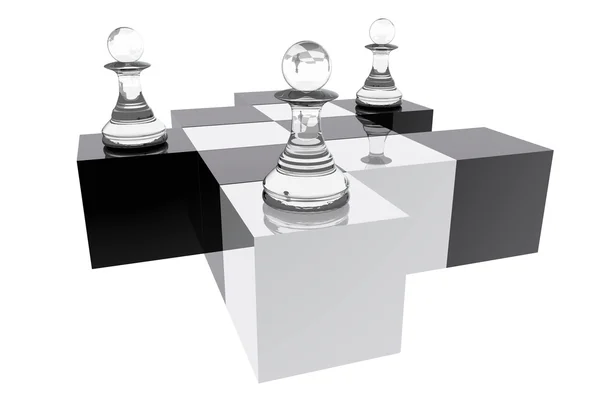 Pawns in abstract chess board — Stock Photo, Image