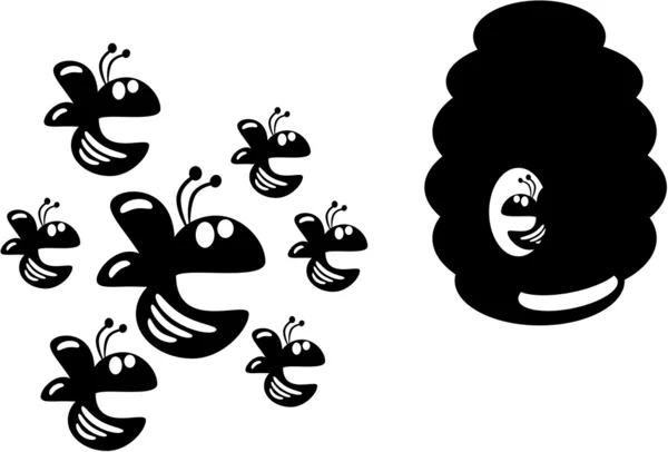 Funny contour bees — Stock Vector