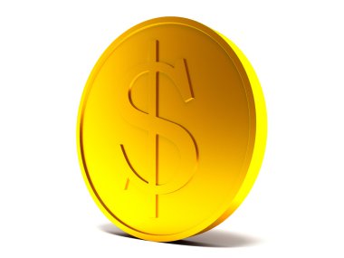 Beyaz arka plan üzerinde dolar işareti olan sikke