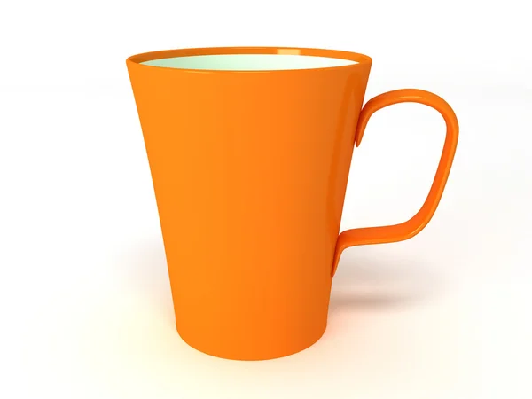 Taza naranja sobre fondo blanco — Foto de Stock