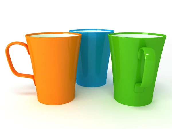 Three cups on white background — Stock Photo, Image