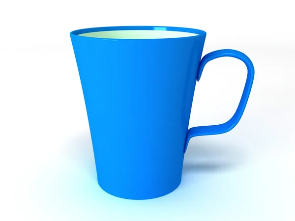 Blaue Tasse auf weißem Hintergrund — Stockfoto