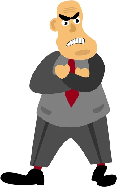 Angry businessman with folded arms — Stock Vector