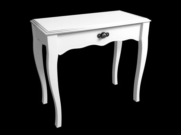 Elegante mesa blanca aislada en negro — Foto de Stock