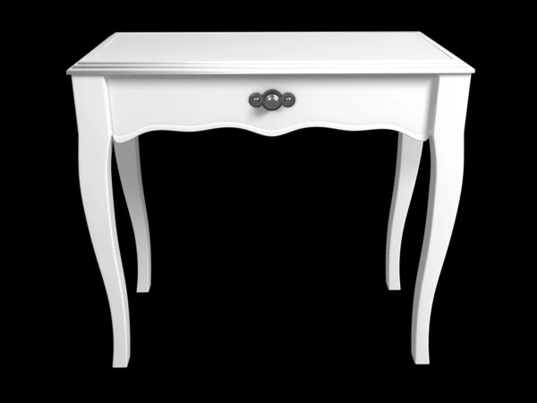 Elegante mesa blanca aislada en negro —  Fotos de Stock