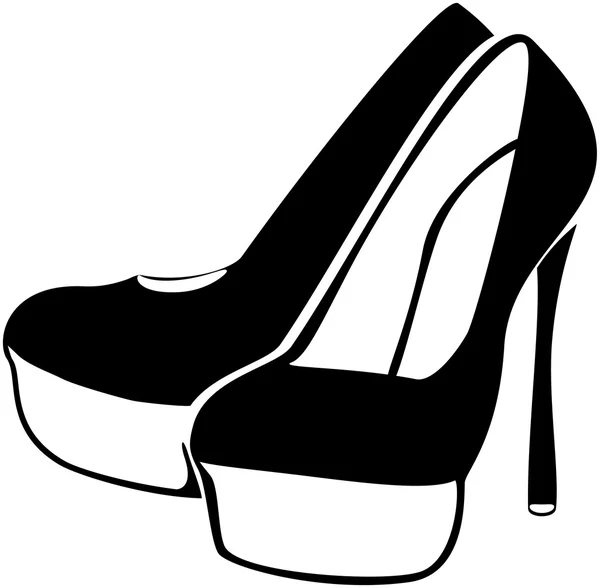 black icon of fashionable women's high heel shoes, sign, logo, vector