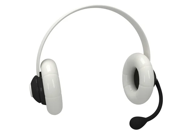 Vista de um fone de ouvido branco — Fotografia de Stock