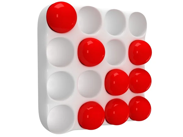 Кассеты с круглыми клетками и красными шарами — стоковое фото