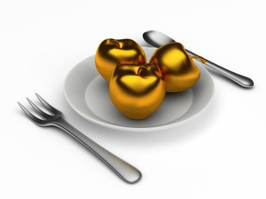 izole altın elmalar