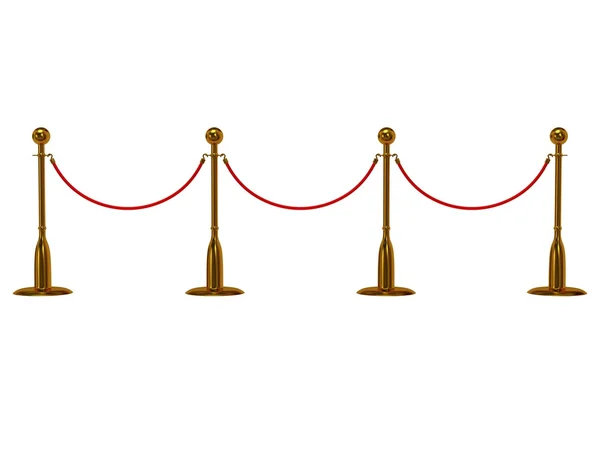 Золотий мотузковий бар'єр над білим — стокове фото