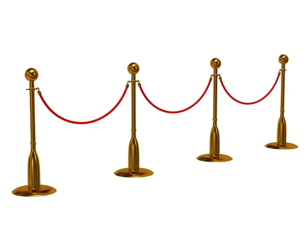 Golden rope barrier over white — Stock Photo, Image