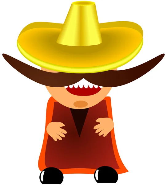 Mexican in sombrero with a big mustache - vector — Stock Vector