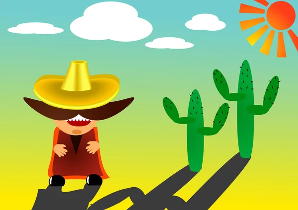 Mexicaanse in sombrero met een grote snor - vector — Stockvector