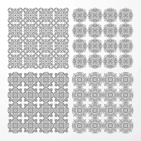 Set monochrome geometrical seamless patterns. — Stock Vector